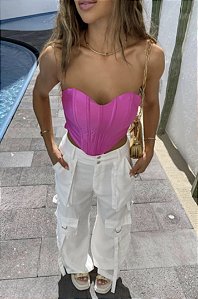 Corset cropped com ponta super push up
