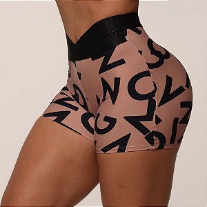 Shorts Elastico X - Estampa Letters Nude