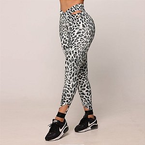 Legging V Inside - Estampa Onça Parda Branca