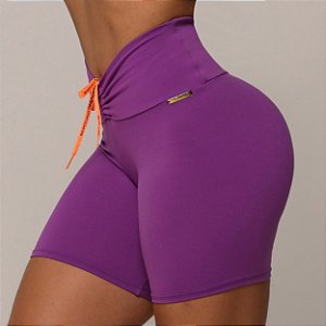 Shorts Jump Empina BumBum - Grape Roxo c/ cordão laranja neon