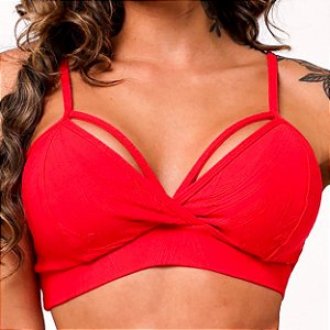 Top Strappys Vermelho Scarlet - Jacquard Texturizado