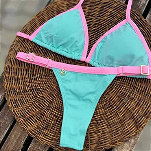Conjunto de Biquini de Fita Premium Turquesa e Iorgute