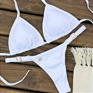 Conjunto de Biquíni de Fita Premium Branco