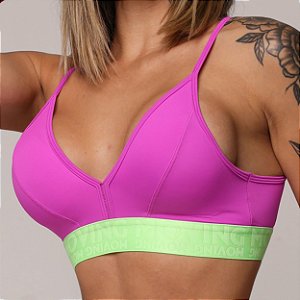 Top Milano Elástico X - Roxo com verde Neon