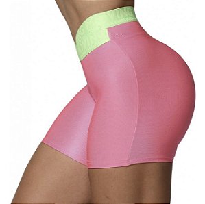 Shorts Elástico X - Rosa Barbie e Verde Neon