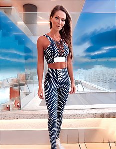 Conjunto Fashion Cross Navy Poá