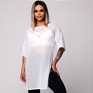 Chemise (Camisetão) de Tulê Branco