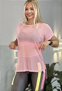 Chemise (Camisetão) de Tulê Coral