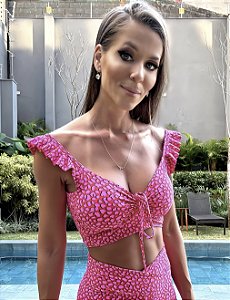 Top Ciganinha - Estampa Onça Pink