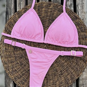 Conjunto de Biquíni Premium de Fita Rosa Neon