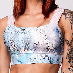 Top Faixa Elasticos Estampa Ocean Vibes Alças Fixas