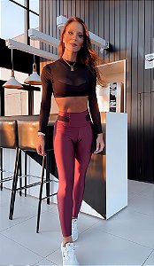 Conjunto Adele Cirrê Wine Manga Longa