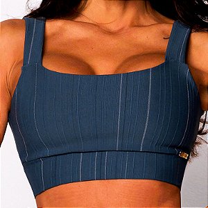 Top Faixa Jacquard Estampa Fake Jeans