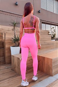 Conjunto Double You Blackout Zero Transparência Rosa Neon c/ Preto