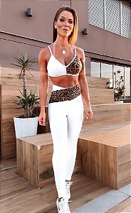 Conjunto Double You Blackout Zero Transparência Branco c/ Estampa Onça