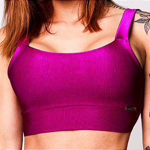 Top Faixa Cirrê Texturizado Fúcsia Style Alças Fixas