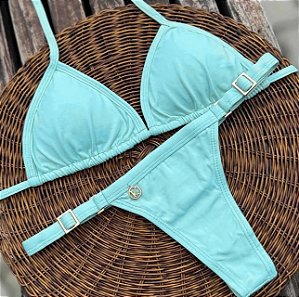 Conjunto de Biquíni de Fita Premium Turquesa