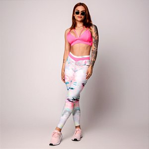 Conjunto Queen Up Strappys Legging Estampa Paint