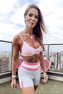 Conjunto Citrus Girls Blackout Zero Transparência c/ Shorts Gelo e Rosa Neon