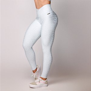 Legging Just Push Up Jacquard Alta Compressão Gelo Estampa Cracker