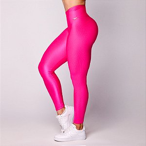 Legging Just Push Up de Alta Compressão em Cirrê Glossy Pink
