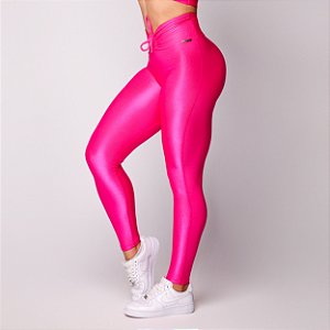 Legging Basics Laço Cirrê Texturizado Glossy Pink