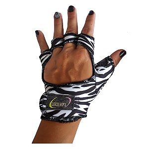 Luva de Treino em Neoprene Estampa Tigre Branco e Preto