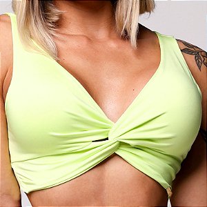 Top Nó Cruzado Denali Amarelo Lima Neon