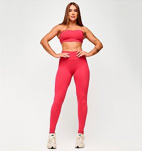 Conjunto Range Trend Top Faixa Zero Transparência Alta Compressão Cereja