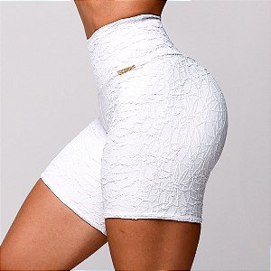 Shorts Jump em Jacquard Texturizado Perlê Branco Zero Transparência Empina BumBum