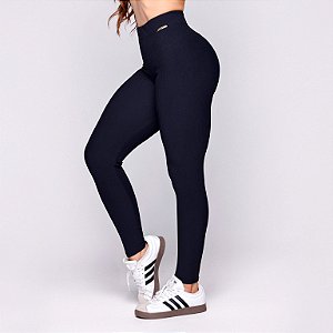 Legging Pulse Basica Blackout Zero Transparência Canelado Preta