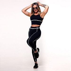 Conjunto Lines Zero Transparência Preto com linhas Brancas