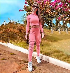Conjunto Montaria Nervurada Athleisure Winter Mood Zero Transparência Rosa Mescla | Varias Cores