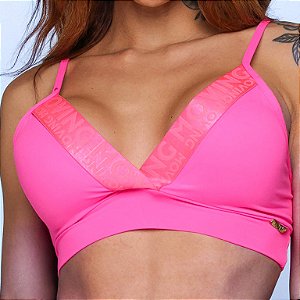 Top França com Elastico Rosa Fluor Neon