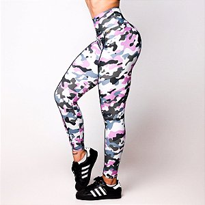 Legging Jump Basic Pocket Estampa Militar Lavanda