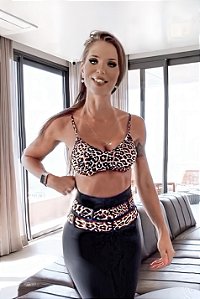 Conjunto Cintos Fake Girls Legging Blackout Zero Transparência Alta Compressão Preto com Estampa Onça