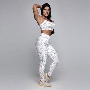 Conjunto Vogue Suplex Light Estampa Zebra Blush Rosa bebê