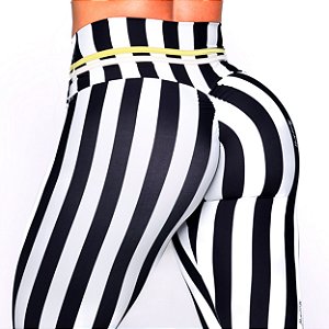 Legging Basica Lines com Empina BumBum Zero Transparência Estampa Lines