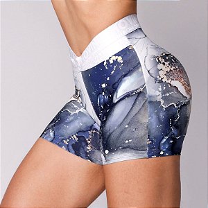 Shorts Hit Elasticos em X Branco Suplex Light Estampa Ocean Nights