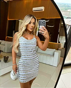 Vestido Little Girl Pedraria Branco