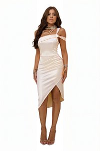Vestido Hera OFF White Acetinado com leve brilho