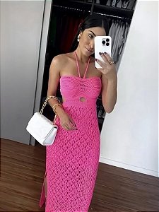 Vestido Tricot Longo Dunas Rosa