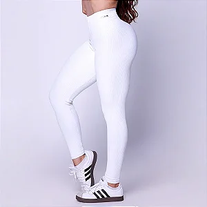 Legging Pulse Basica Blackout Zero Transparência Canelado 3D Branco