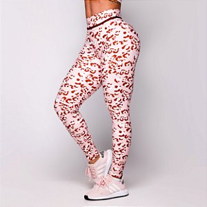 Legging Basica Lines com Empina BumBum Zero Transparência Estampa Felina Blush