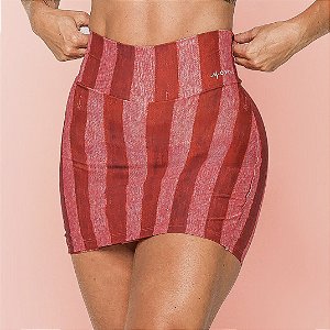 Short-Saia Funny Estampa Retrô Fit Lines Rosê e Vermelho Zero Transparência