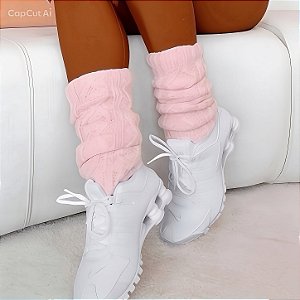 Polainas Premium Flash Dance em Tricot de Lã 1 camada Rosa Bebê