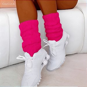 Polainas Premium Flash Dance em Tricot de Lã 1 camada Rosa-Choque