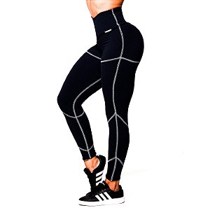 Legging Pump Alta Compressão Sculpt Branco Preta