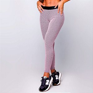 Legging Epic Elastico Poliamida Premium Alta Gramatura Texturizado Blackout Zero Transparência Estampa Tweed Chanel Inspired Rosa