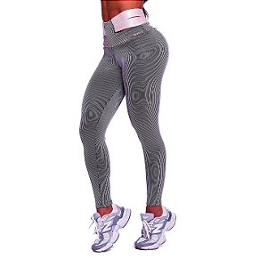 Legging Atlanta Jacquard Estampa Retrô Fit Cyber Lines Rose